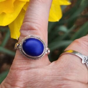 Vintage sterling and‎ lapis ring 5.5